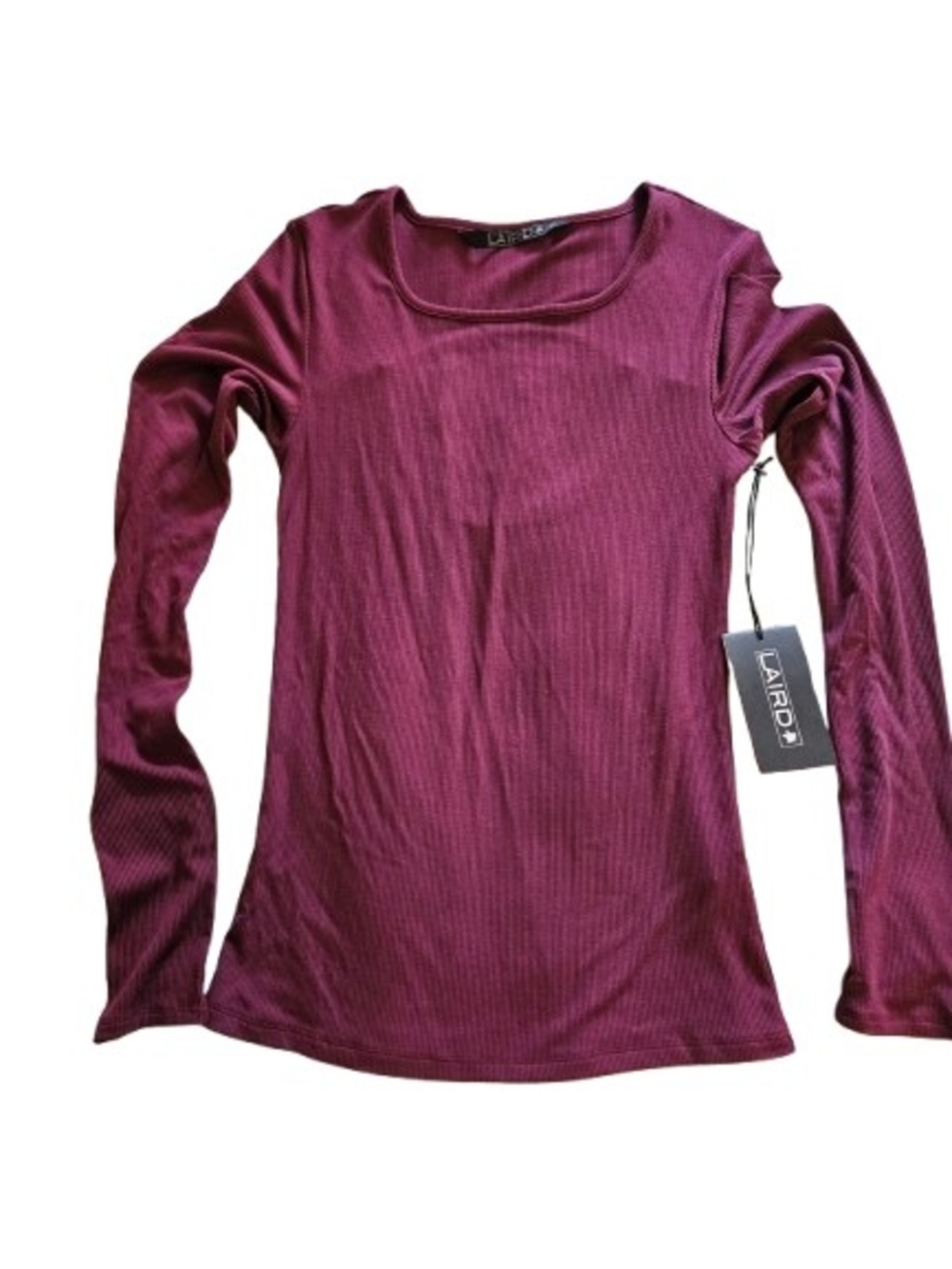 Women's Long Sleeve Ribbed Crewneck Top - Burgundy